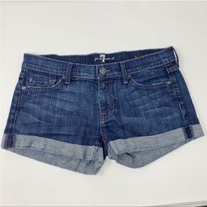 7 for All Mankind Mid Roll Dark Wash Shorts 28